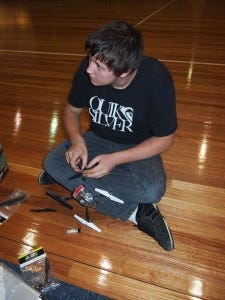 Hamish at work,