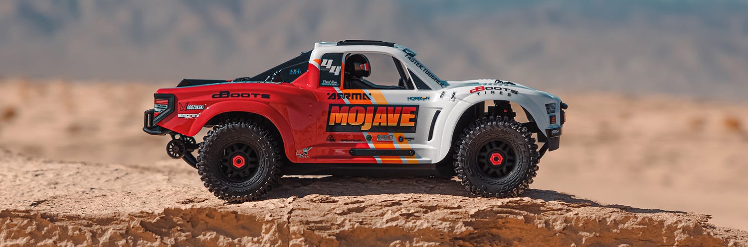 Arrma Mojave 4X4 BLX 4S Desert Truck RTR, White/Red, ARA4404T1 | Buy Short  Course at Modelflight